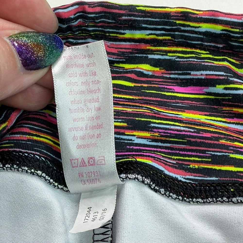 Justice Multicolor Active Leggings Kids Size 12 Space Dye Neon Striped 172044